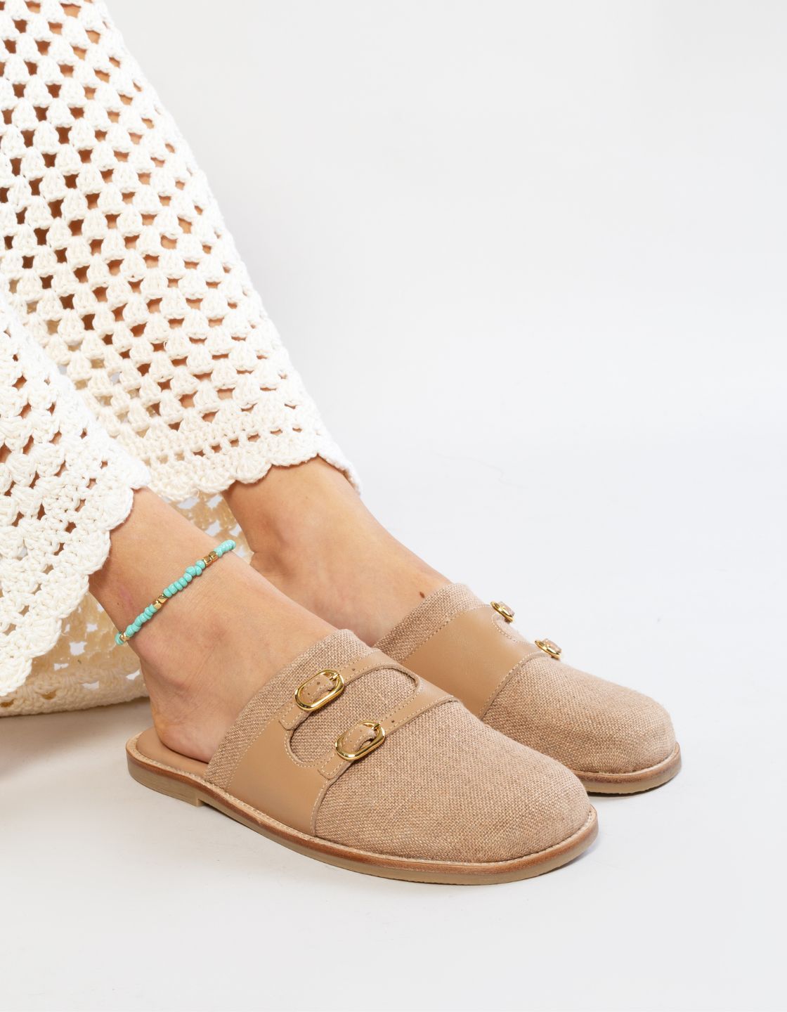 MULES EN LIN FEMME CLÉO - Beige