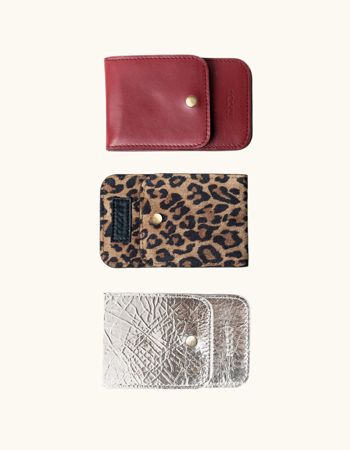 PORTE-MONNAIE ET PORTE-CARTES EN CUIR - Bordeaux