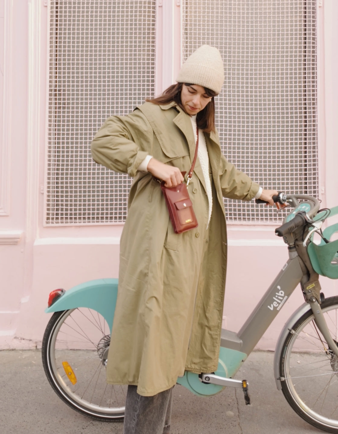 POCHETTE EN CUIR ÉTUI POUR SMARTPHONE - Bordeaux