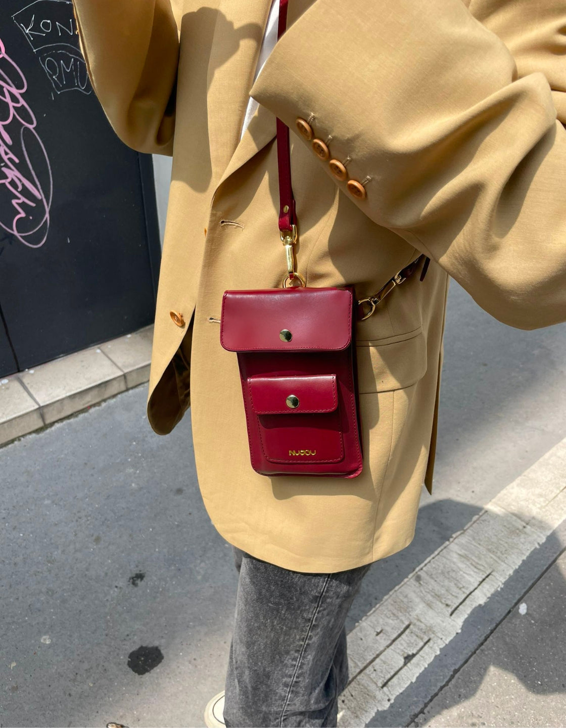POCHETTE EN CUIR ÉTUI POUR SMARTPHONE - Bordeaux