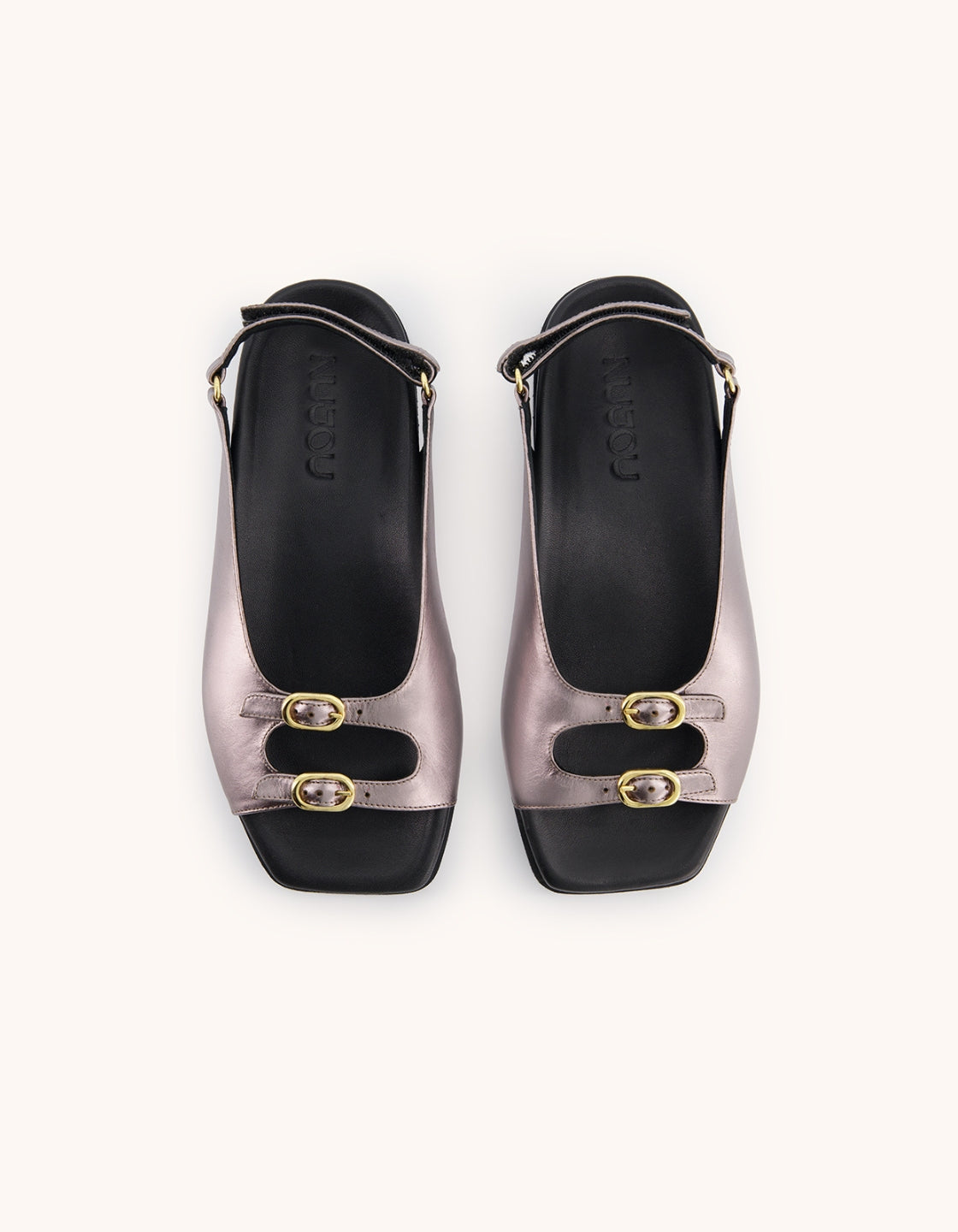 SANDALES PLATES EN CUIR FEMME MARA - Argenté