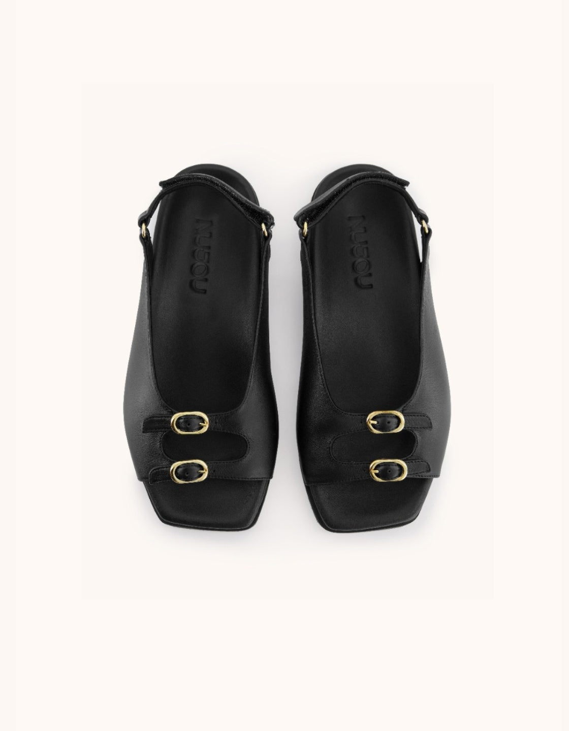 SANDALES PLATES EN CUIR FEMME MARA - Noir