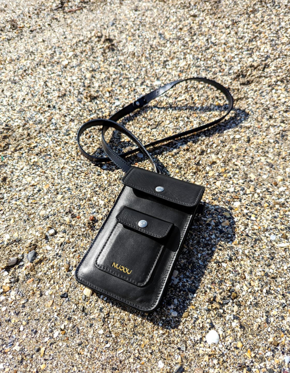 POCHETTE EN CUIR ÉTUI POUR SMARTPHONE - Noir