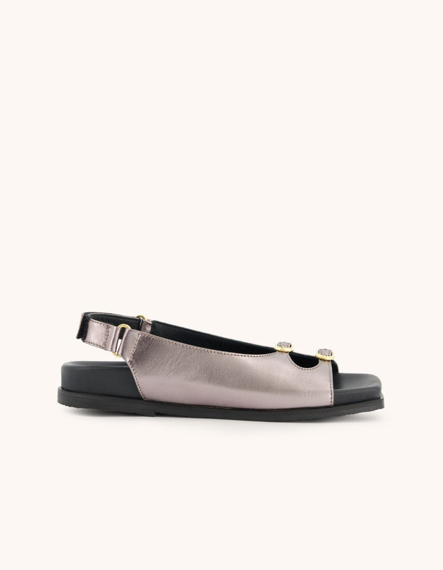 MARA - leather sandals - metallic